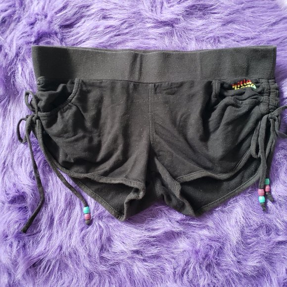 Billabong Pants - BILLABONG medium side tie blackshorts with beads
